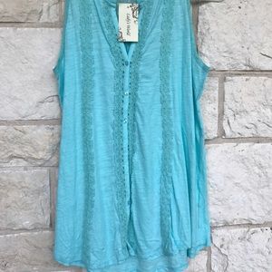 Turquoise sleeveless button up